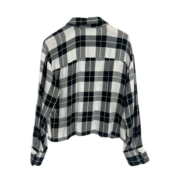 Express Boyfriend Portofino Flannel Crop Button Down Shirt Medium NWT - Picture 2 of 4